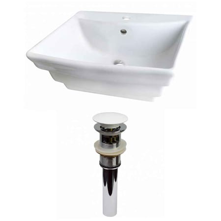 19.75-in. W Above Counter White Vessel Set For 1 Hole Center Faucet